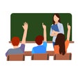 Students raising their hands in class Royalty Free Stock Photo