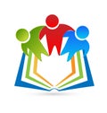 Students reading a book, icon vector Royalty Free Stock Photo