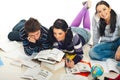 Students reading books home Royalty Free Stock Photo