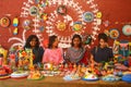 Students are selling bengali new year festival motif, mask, mascots and beautiful crafts.