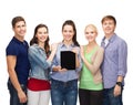 Students showing blank tablet pc screen Royalty Free Stock Photo
