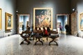 Students sit in room in Pinacoteca di Brera