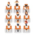 Students Sitting at Desks in Classroom, Front View, University or College Lesson Vector Illustration Royalty Free Stock Photo