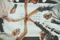 Students Standing in Circle and Holding Hands.