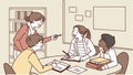 Students studying together group study and collaborative learning Generative AI