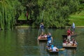 Students at the summer part-time ride tourists on boats