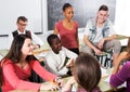 Students talking during a break