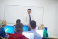 Students with teacher in computer lab classrom