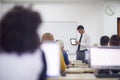 Students with teacher in computer lab classrom