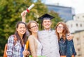 Students or teenagers with files and diploma Royalty Free Stock Photo
