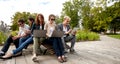 Students or teenagers with laptop computers Royalty Free Stock Photo