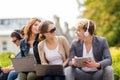 Students or teenagers with laptop computers Royalty Free Stock Photo