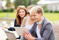 Students or teenagers with laptop computers Royalty Free Stock Photo