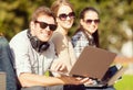 Students or teenagers with laptop computers Royalty Free Stock Photo