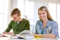 Students with textbooks and books at school Royalty Free Stock Photo