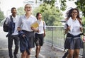 Students on their way home from school Royalty Free Stock Photo