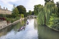 Students and tourist punting on the River Cam, Cambridge University  UK Royalty Free Stock Photo