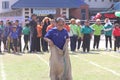 Students tug of war competition. Competition in Primary School.