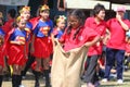 Students tug of war competition. Competition in Primary School.