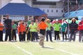 Students tug of war competition. Competition in Primary School.