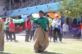 Students tug of war competition. Competition in Primary School.