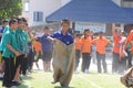 Students tug of war competition. Competition in Primary School.