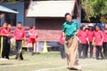 Students tug of war competition. Competition in Primary School.