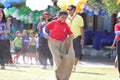 Students tug of war competition. Competition in Primary School.