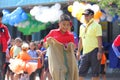 Students tug of war competition. Competition in Primary School.