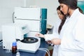 Students using a centrifuge