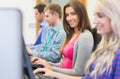 Students using computers in the computer room Royalty Free Stock Photo