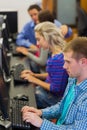 Students using computers in the computer room Royalty Free Stock Photo