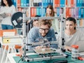 Students using a 3D printer Royalty Free Stock Photo