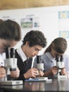 Students Using Microscopes In Laboratory Royalty Free Stock Photo
