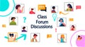 students in virtual classroom on class forum discussions e-learning online education concept horizontal copy space