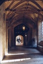 Students walk inside at Christ Church College, Oxford