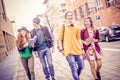 Students walking outdoors Royalty Free Stock Photo