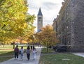 Students Walking to Class on Cornell University Campus Royalty Free Stock Photo