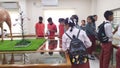 Students watching stuff animals in Nature Learning Centre, Manipur