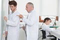 students in white coats Royalty Free Stock Photo