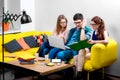 Students working on the couch Royalty Free Stock Photo