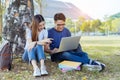 Students young asian together using laptop computer Royalty Free Stock Photo