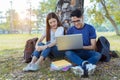 Students young asian together using laptop computer Royalty Free Stock Photo