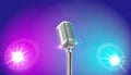 Microphone in the light of two spotlights Royalty Free Stock Photo