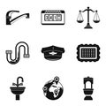 Studio apartment icons set, simple style