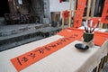 Studio arranged in front of a calligraphy master in China