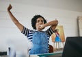 Studio, art and tired painter stretching after working on artwork project. Young woman artist in workshop sleepy, yawn Royalty Free Stock Photo