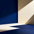 Studio Backdrop with Bold Navy and Cream Split Tone Colors Harsh Top Light and Dramatic Shadows for Photography Royalty Free Stock Photo
