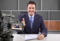 Studio Camera Filming Reporter Royalty Free Stock Photo