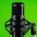 Studio Condenser Mic on Green Screen Background Royalty Free Stock Photo